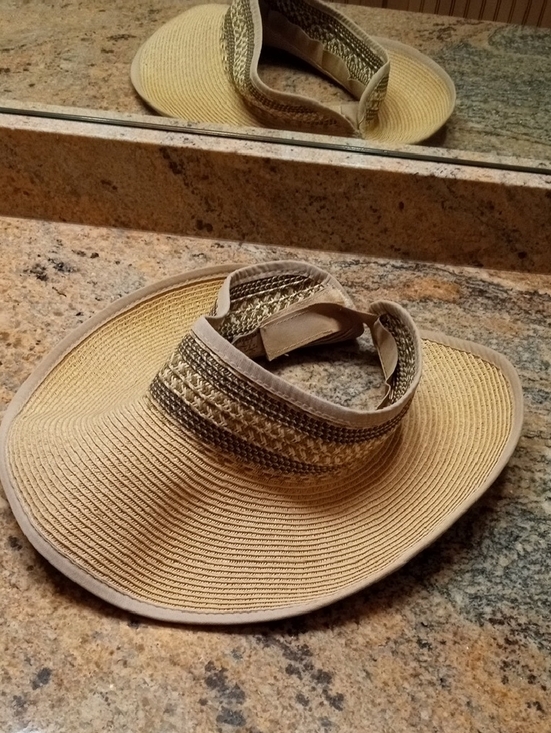 Sun 'N' Sand Accessories - Sun N Sand Yellow Straw Sun Hat  Headwear. Open top, Velcro Adjustable.